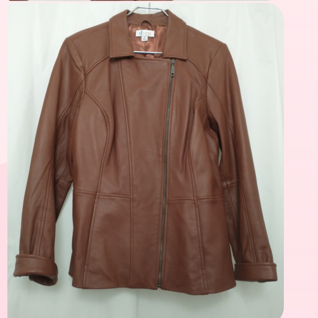 Denim & Co Nutmeg Color Lamb Leather Motorcycle Jacket W/ Pockets